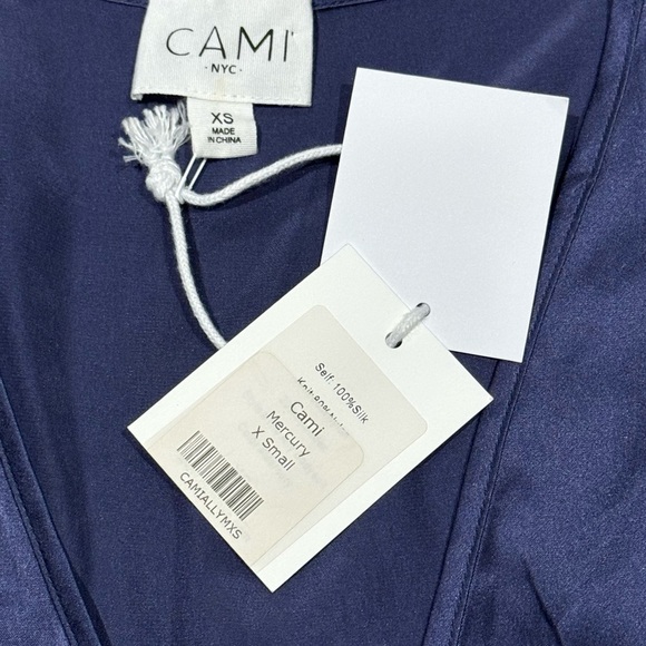 Cami NYC Sz XS bodysuit Deep Blue Silk Top Luxury Classic Minimalist Capsule - Picture 3 of 3